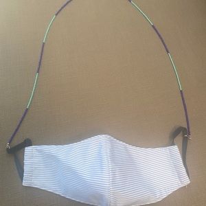 Mask holder / necklace w French blue & aqua beads